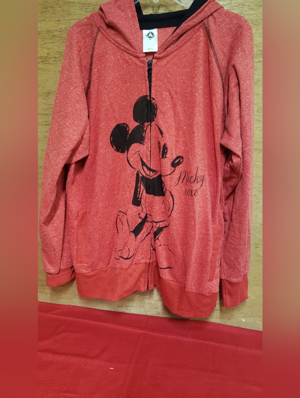 Disney Store Mickey Mouse XOXO Red Full Zip Hoodie 2XL